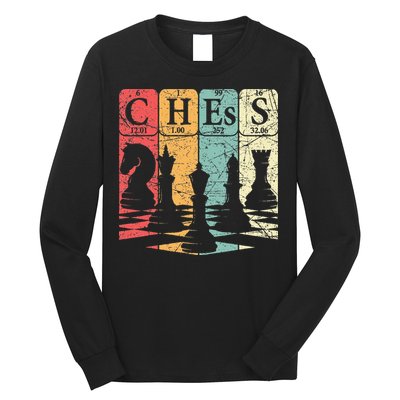 Chess Periodic Table Elements Nerd Chess Player Vintage Long Sleeve Shirt