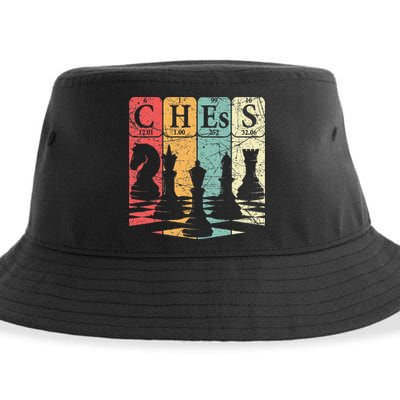 Chess Periodic Table Elements Nerd Chess Player Vintage Sustainable Bucket Hat