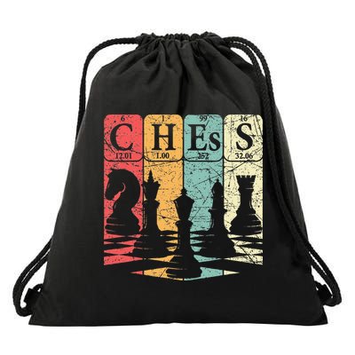 Chess Periodic Table Elements Nerd Chess Player Vintage Drawstring Bag