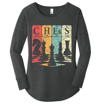 Chess Periodic Table Elements Nerd Chess Player Vintage Women's Perfect Tri Tunic Long Sleeve Shirt