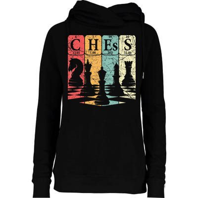 Chess Periodic Table Elements Nerd Chess Player Vintage Womens Funnel Neck Pullover Hood