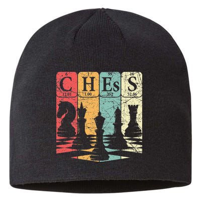 Chess Periodic Table Elements Nerd Chess Player Vintage Sustainable Beanie