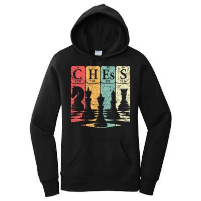 Chess Periodic Table Elements Nerd Chess Player Vintage Women's Pullover Hoodie