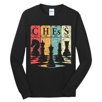 Chess Periodic Table Elements Nerd Chess Player Vintage Tall Long Sleeve T-Shirt