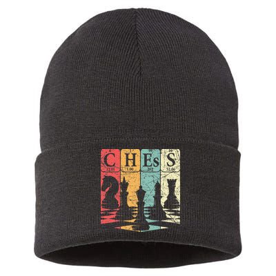 Chess Periodic Table Elements Nerd Chess Player Vintage Sustainable Knit Beanie