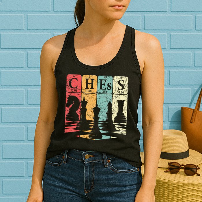 Chess Periodic Table Elements Nerd Chess Player Vintage Womens Tank Top