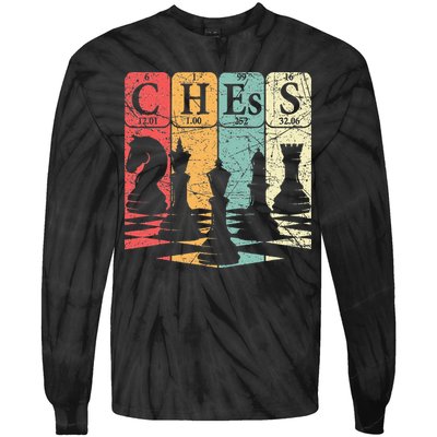 Chess Periodic Table Elements Nerd Chess Player Vintage Tie-Dye Long Sleeve Shirt