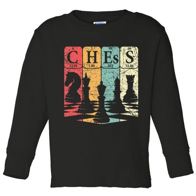 Chess Periodic Table Elements Nerd Chess Player Vintage Toddler Long Sleeve Shirt