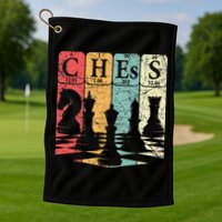 Chess Periodic Table Elements Nerd Chess Player Vintage Golf Towel