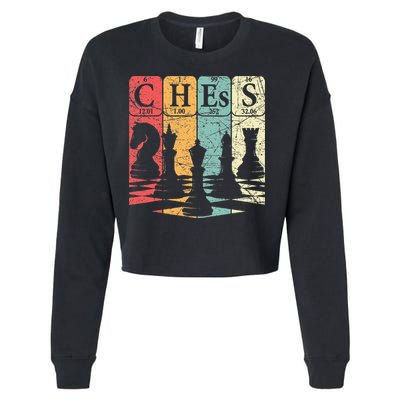 Chess Periodic Table Elements Nerd Chess Player Vintage Cropped Pullover Crew