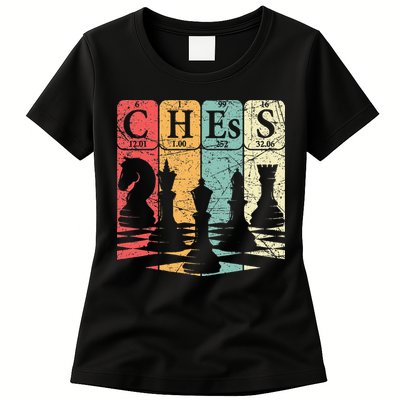 Chess Periodic Table Elements Nerd Chess Player Vintage Womens T-Shirt