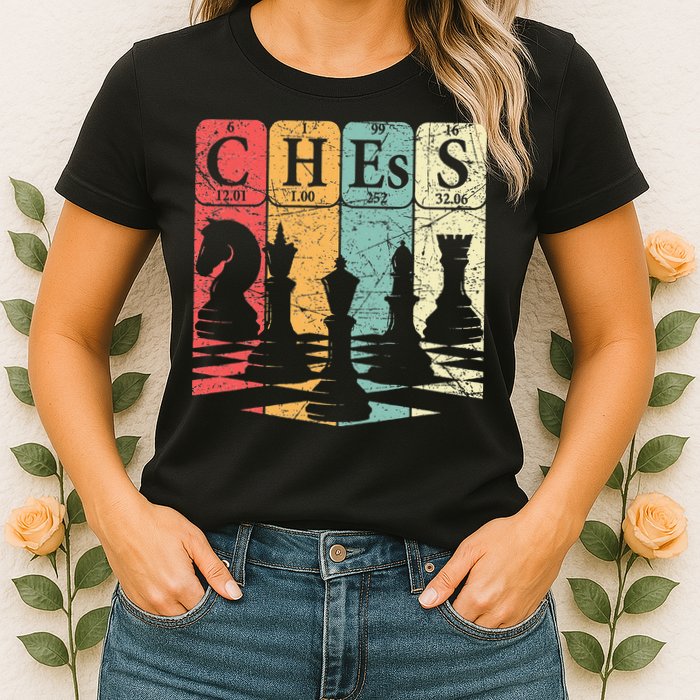 Chess Periodic Table Elements Nerd Chess Player Vintage Womens T-Shirt