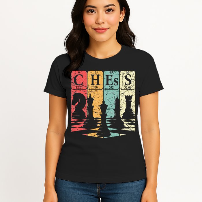 Chess Periodic Table Elements Nerd Chess Player Vintage Womens T-Shirt