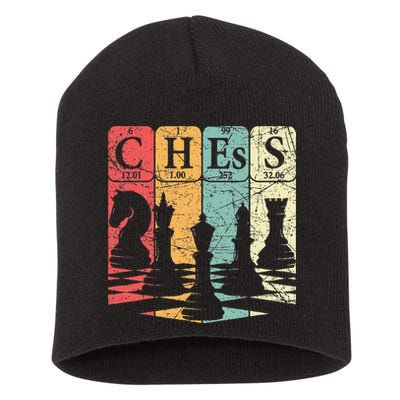 Chess Periodic Table Elements Nerd Chess Player Vintage Short Acrylic Beanie