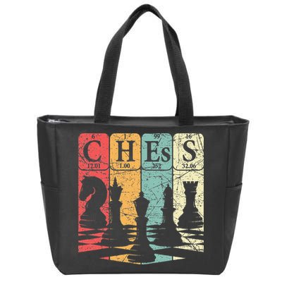 Chess Periodic Table Elements Nerd Chess Player Vintage Zip Tote Bag