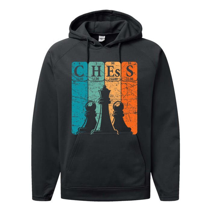 Chess Periodic Table Elements Nerd Chess Player Vintage Performance Fleece Hoodie