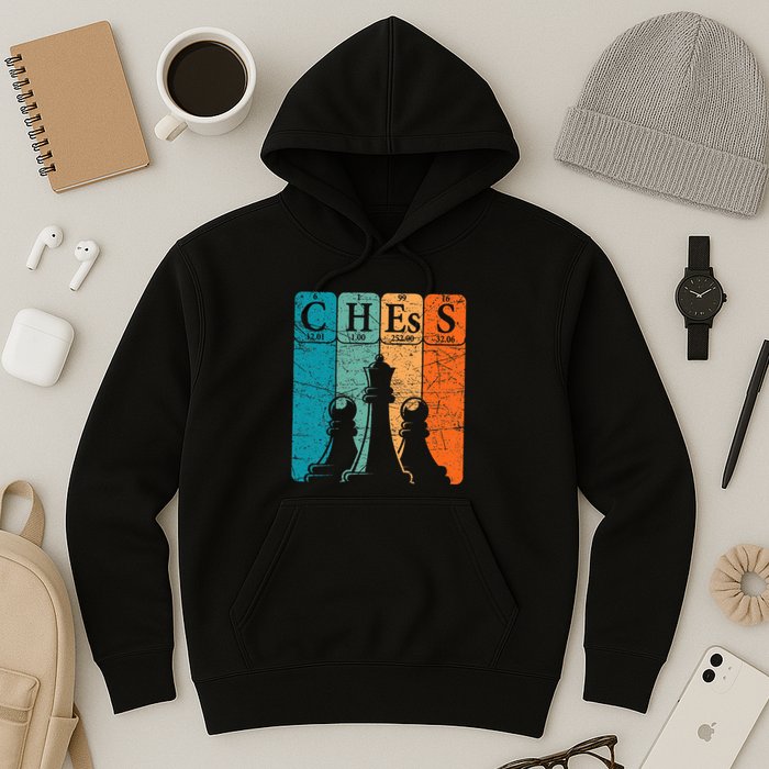 Chess Periodic Table Elements Nerd Chess Player Vintage Hoodie
