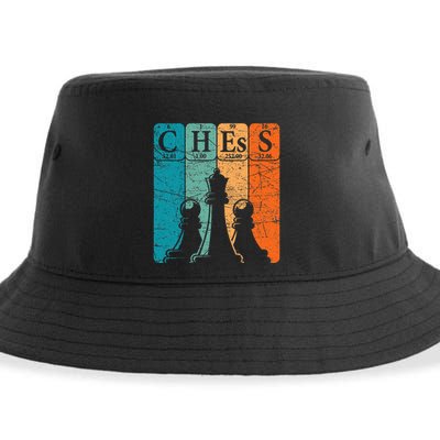 Chess Periodic Table Elements Nerd Chess Player Vintage Sustainable Bucket Hat