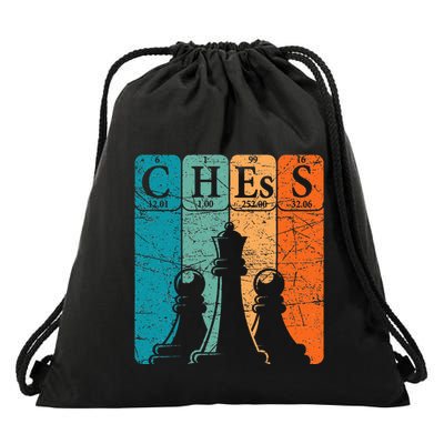 Chess Periodic Table Elements Nerd Chess Player Vintage Drawstring Bag