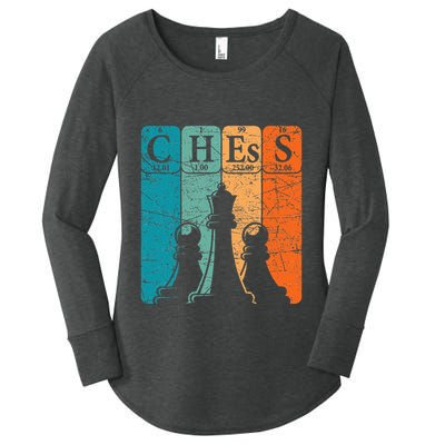 Chess Periodic Table Elements Nerd Chess Player Vintage Women's Perfect Tri Tunic Long Sleeve Shirt