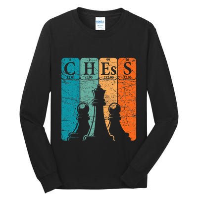 Chess Periodic Table Elements Nerd Chess Player Vintage Tall Long Sleeve T-Shirt