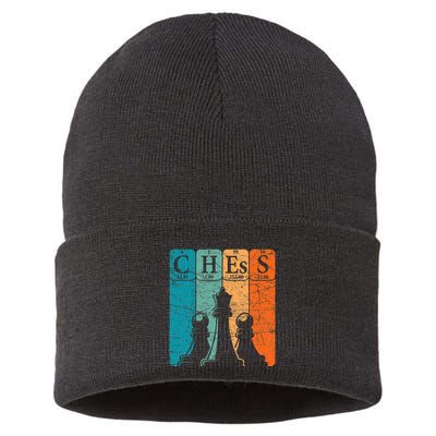 Chess Periodic Table Elements Nerd Chess Player Vintage Sustainable Knit Beanie
