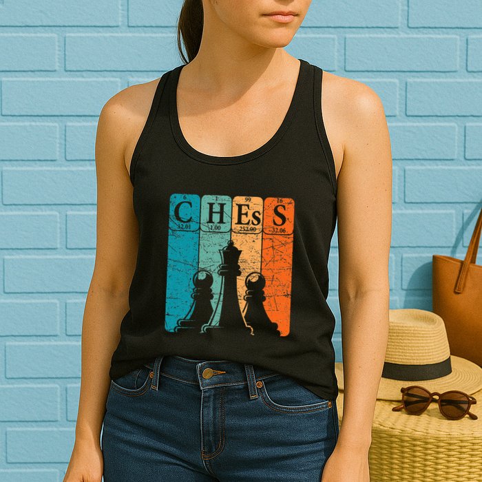 Chess Periodic Table Elements Nerd Chess Player Vintage Womens Tank Top