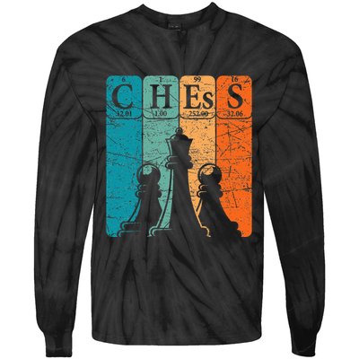 Chess Periodic Table Elements Nerd Chess Player Vintage Tie-Dye Long Sleeve Shirt