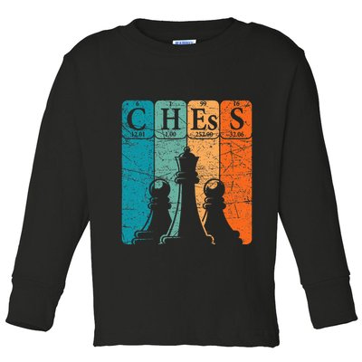 Chess Periodic Table Elements Nerd Chess Player Vintage Toddler Long Sleeve Shirt