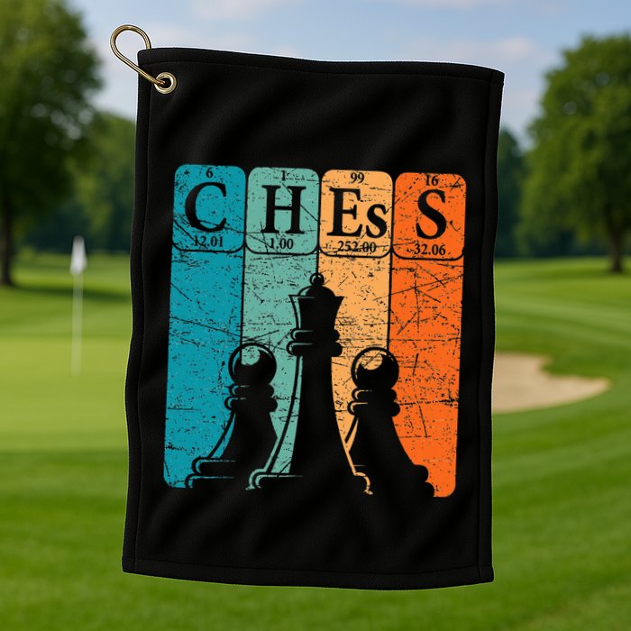 Chess Periodic Table Elements Nerd Chess Player Vintage Golf Towel