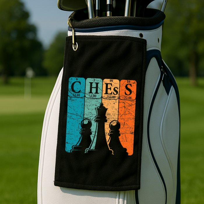 Chess Periodic Table Elements Nerd Chess Player Vintage Golf Towel