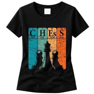 Chess Periodic Table Elements Nerd Chess Player Vintage Womens T-Shirt