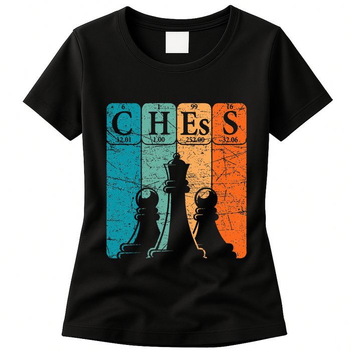 Chess Periodic Table Elements Nerd Chess Player Vintage Womens T-Shirt