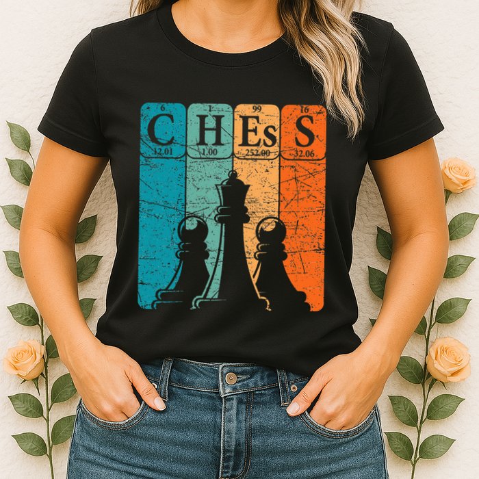 Chess Periodic Table Elements Nerd Chess Player Vintage Womens T-Shirt