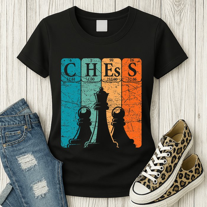 Chess Periodic Table Elements Nerd Chess Player Vintage Womens T-Shirt