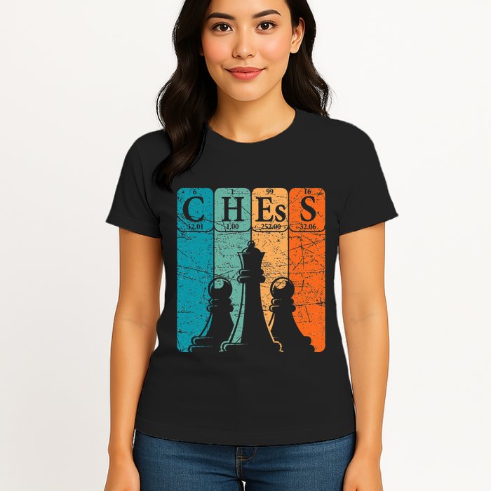 Chess Periodic Table Elements Nerd Chess Player Vintage Womens T-Shirt