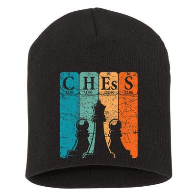 Chess Periodic Table Elements Nerd Chess Player Vintage Short Acrylic Beanie