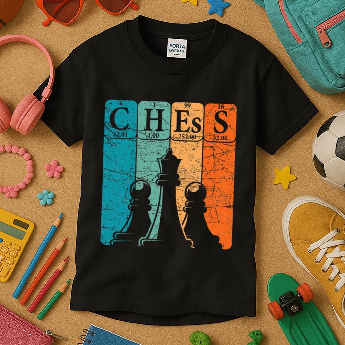Chess Periodic Table Elements Nerd Chess Player Vintage Kids T-Shirt