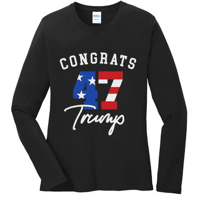 Congratulations President Trump 47 Ladies Long Sleeve Shirt