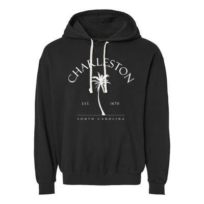 Charleston Palm Tree Swimming Scuba Novelty Gift SC Garment-Dyed Fleece Hoodie
