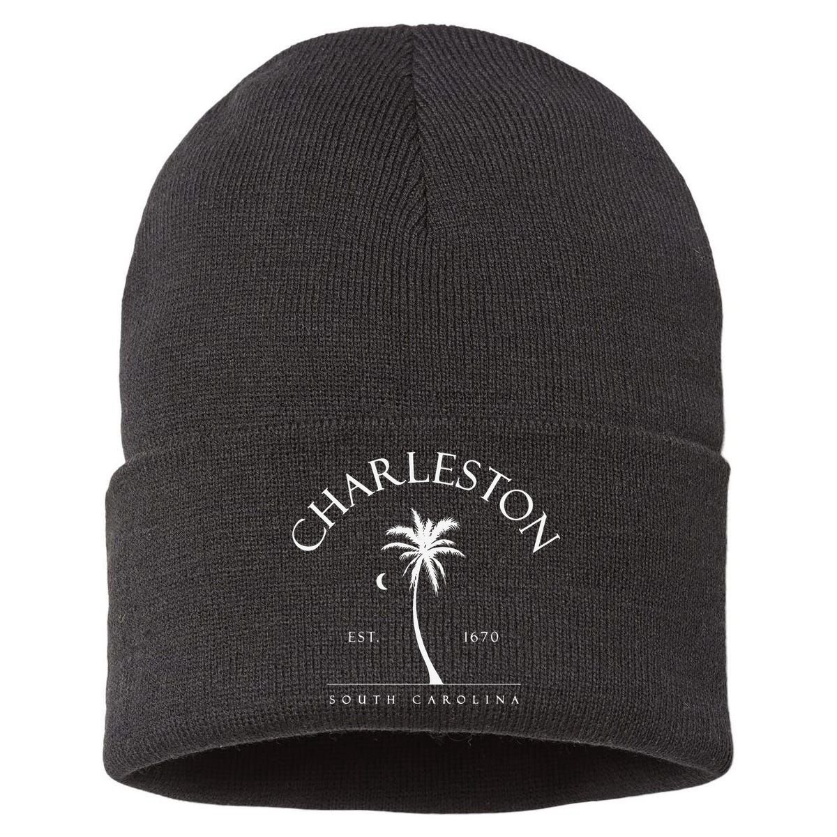 Charleston Palm Tree Swimming Scuba Novelty Gift SC Sustainable Knit Beanie