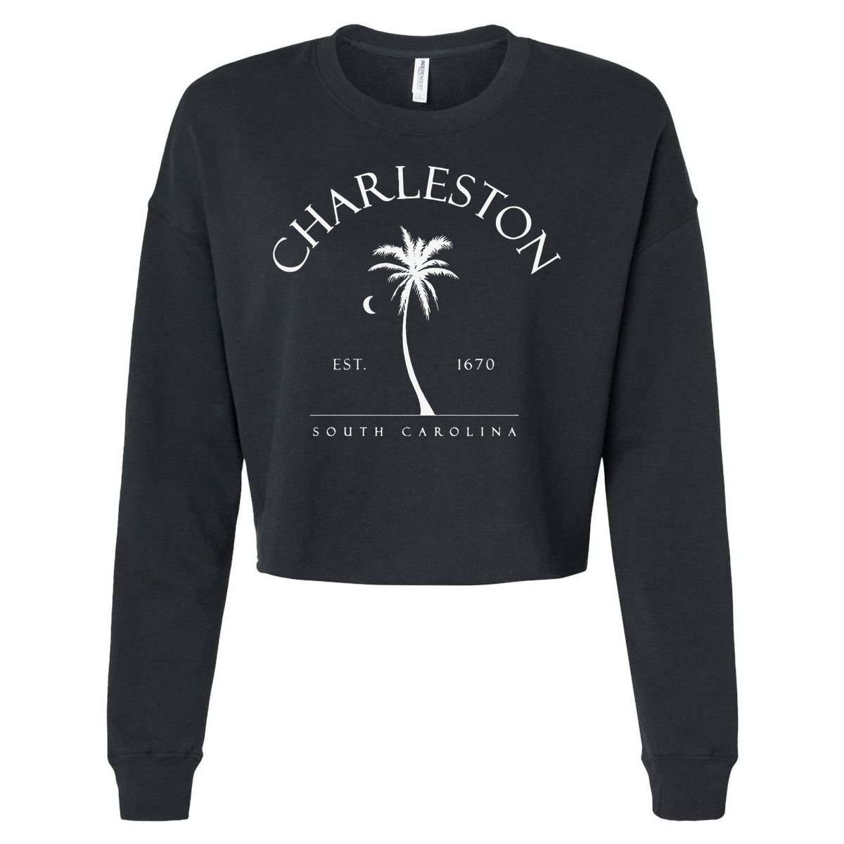 Charleston Palm Tree Swimming Scuba Novelty Gift SC Cropped Pullover Crew