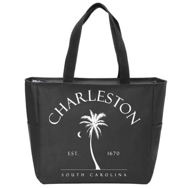Charleston Palm Tree Swimming Scuba Novelty Gift SC Zip Tote Bag
