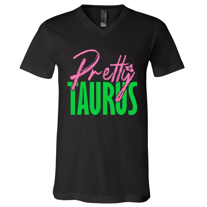 Cute pretty taurus zodiac signs aka funny V-Neck T-Shirt