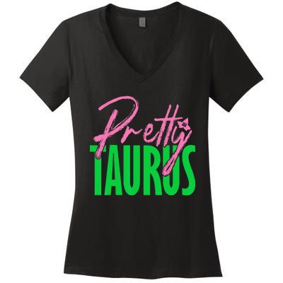 Cute pretty taurus zodiac signs aka funny Women's V-Neck T-Shirt