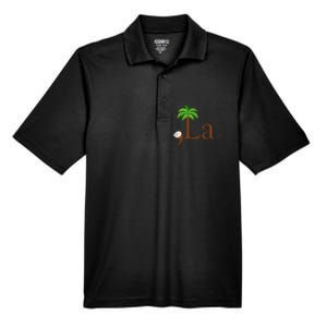 Coconut Palm Tree Comma + La Kamala Harris President 2024 Men's Origin Performance Pique Polo