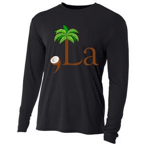 Coconut Palm Tree Comma + La Kamala Harris President 2024 Cooling Performance Long Sleeve Crew