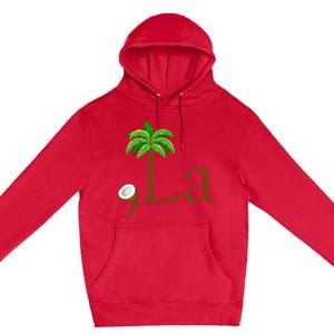 Coconut Palm Tree Comma + La Kamala Harris President 2024 Premium Pullover Hoodie