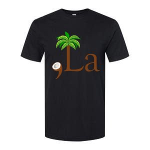 Coconut Palm Tree Comma + La Kamala Harris President 2024 Softstyle CVC T-Shirt