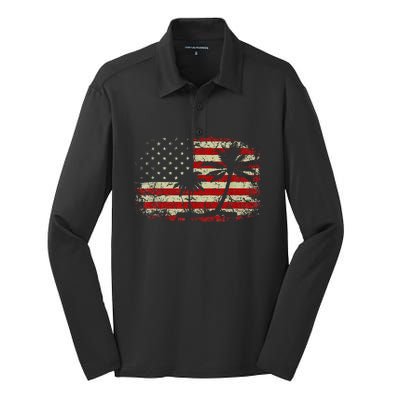 Coconut Palm Tree Comma La Kamala Harris For President 2024 Silk Touch Performance Long Sleeve Polo